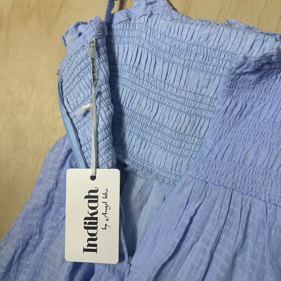 Indikah Tamika Blue Mini Flowy Dress Women’s Size Large NWT - Picture 8 of 14